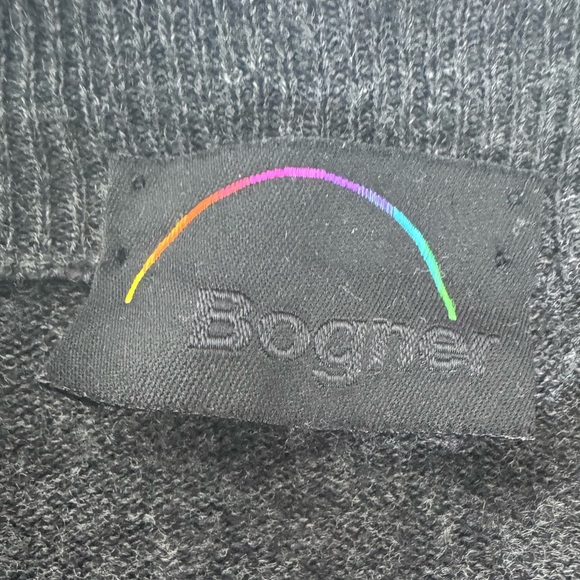 Bogner 100% Wool Knit Argyle Geometric Long Sweater Cardigan Size 10 - Picture 2 of 11